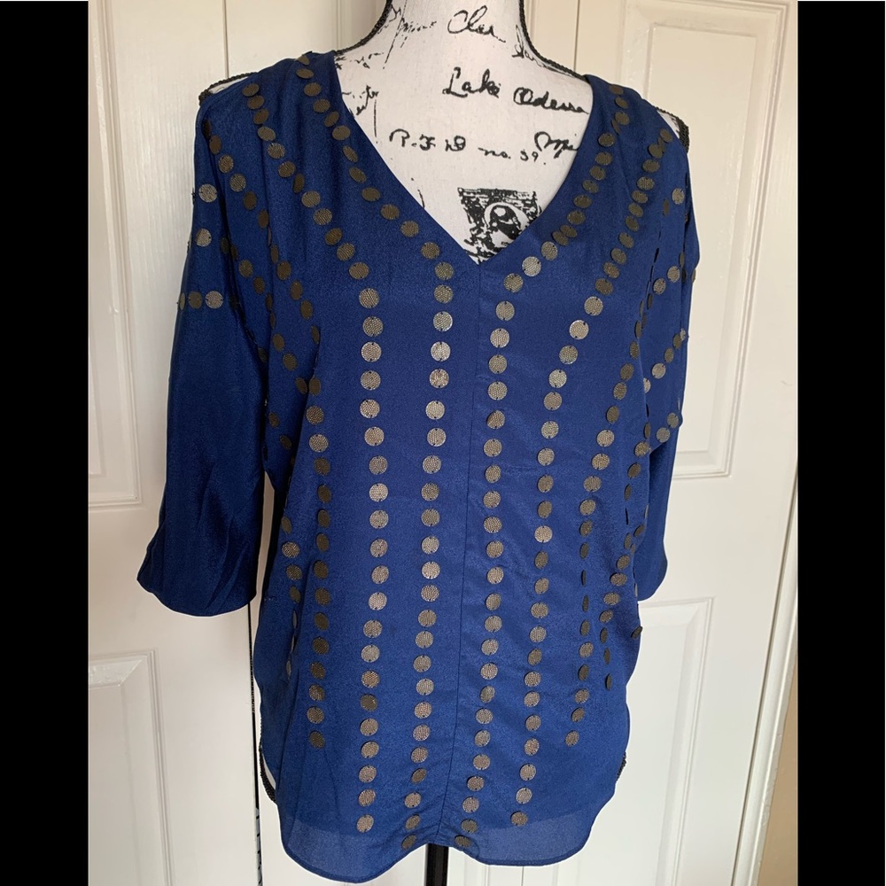 Sparkle & Fade Cold Shoulder Embellished Top